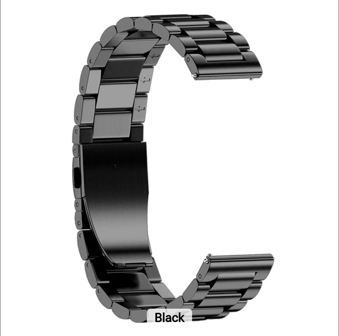 22mm Black Stainless Steel Strap Watch Band-Metal Belt For watch